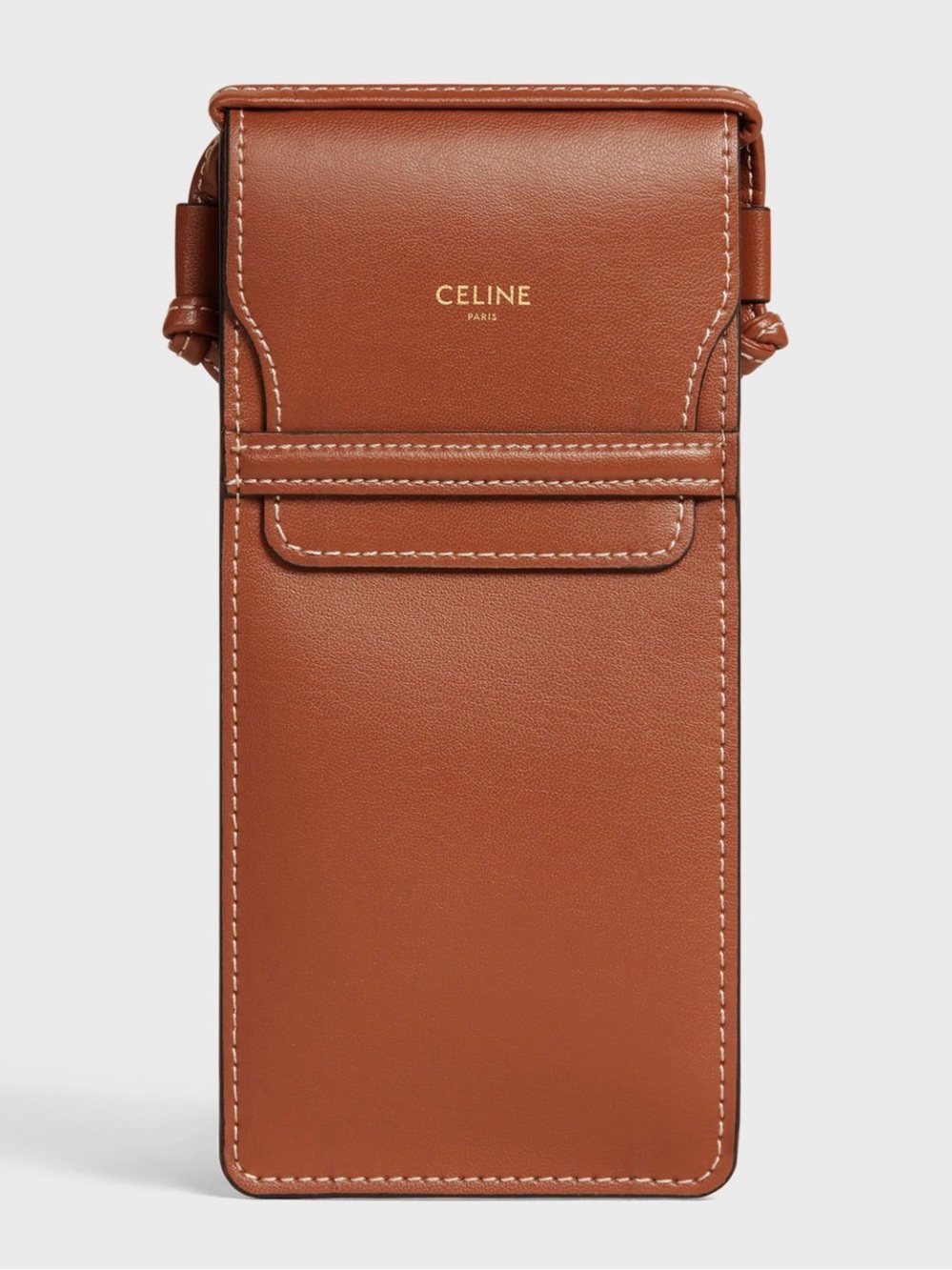 CELINE Tan Leather Vertical sunglasses Holder Pouch